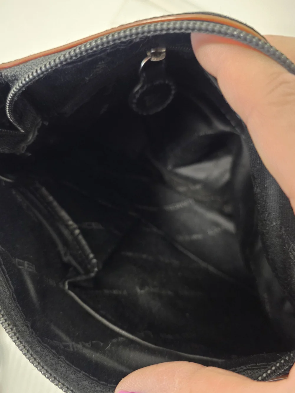 Lancel Paris Black Nylon Crossbody Bag with Front Flap & Zip Pockets Lightweight